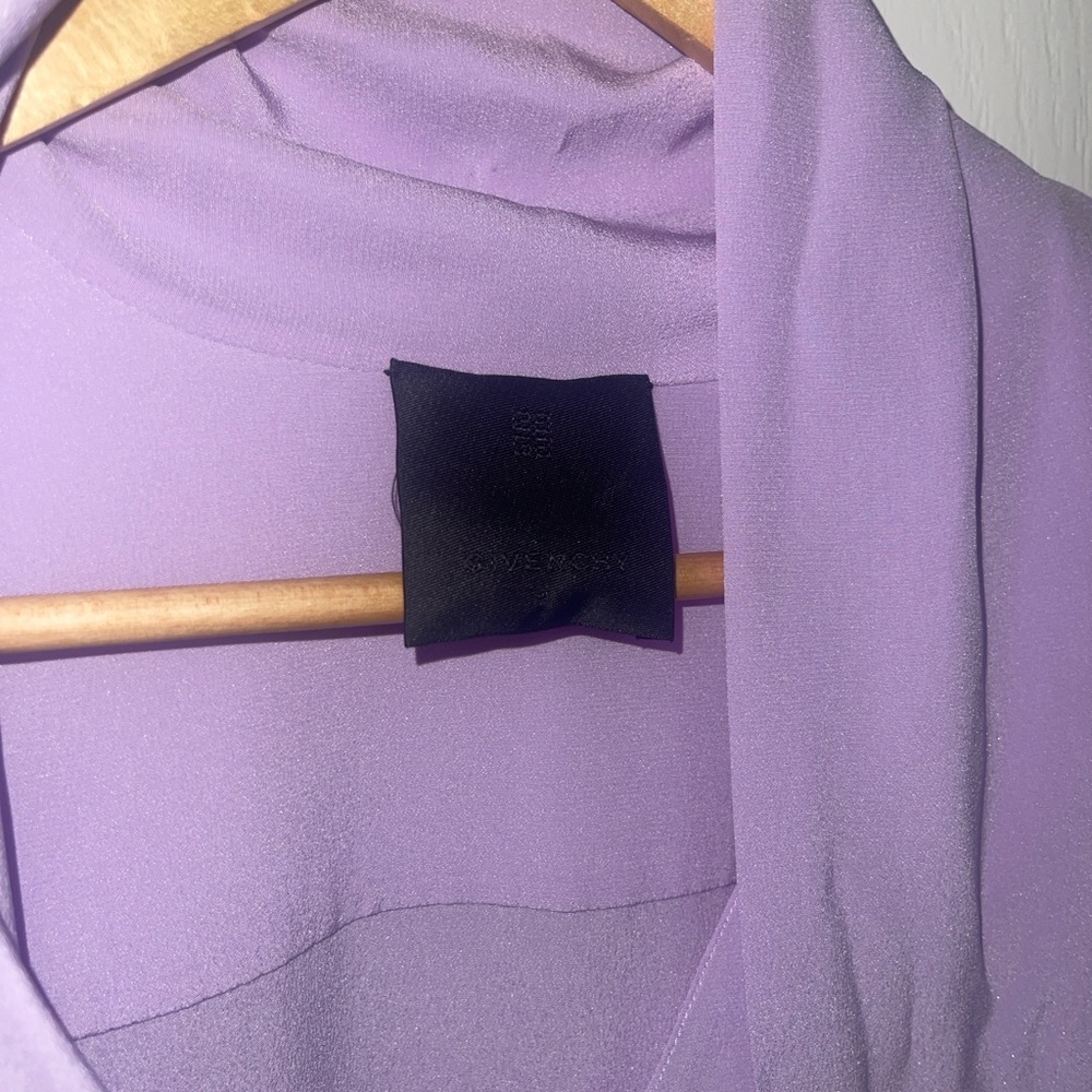 GIVENCHY Blouse in Mauve Purple Scarf Neck Bow Button Cuffs V Neck 100% Silk 38 - Picture 4 of 9